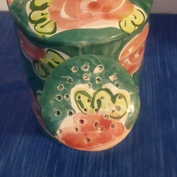 Ceramic watering can green with pink flowers - Picture 6 of 7